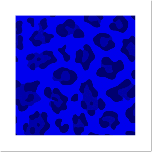 blue leopard print Posters and Art